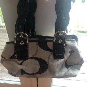 Coach Brown and Cream Canvas Handbag